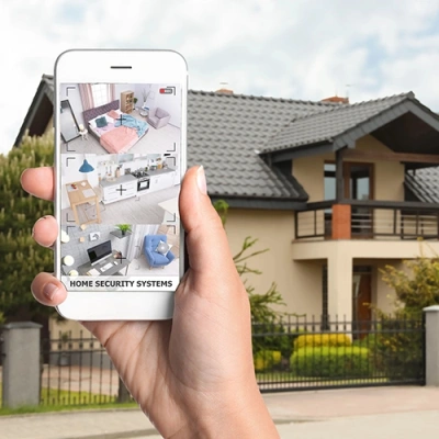 Springfield vivint phone display of cctv live feed in front of a house